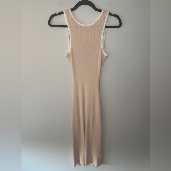 Amazon Knit Beige White Sleeveless MidiDress With Cutout Size Small - Picture 7 of 7